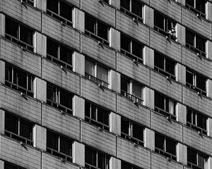 Preview wallpaper building, facade, balcony, bw