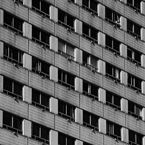 Preview wallpaper building, facade, balcony, bw