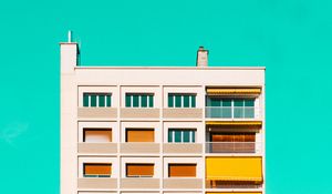 Preview wallpaper building, facade, balcony, architecture, minimalism