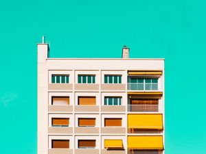 Preview wallpaper building, facade, balcony, architecture, minimalism