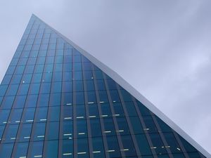 Preview wallpaper building, facade, bottom view, windows