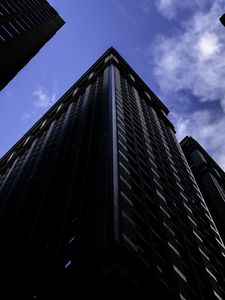 Preview wallpaper building, facade, bottom view, sky, clouds