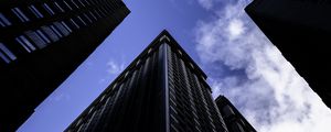 Preview wallpaper building, facade, bottom view, sky, clouds