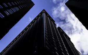 Preview wallpaper building, facade, bottom view, sky, clouds