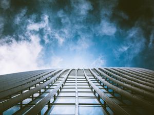 Preview wallpaper building, facade, bottom view, sky