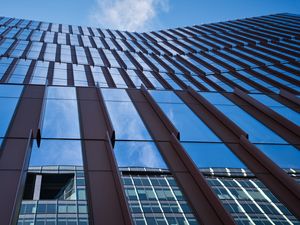 Preview wallpaper building, facade, bottom view, architecture, windows