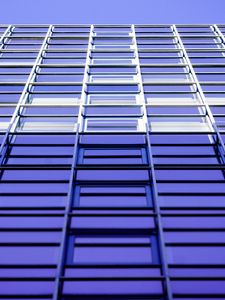 Preview wallpaper building, facade, bottom view, architecture, blue