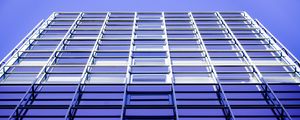 Preview wallpaper building, facade, bottom view, architecture, blue