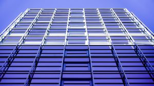 Preview wallpaper building, facade, bottom view, architecture, blue