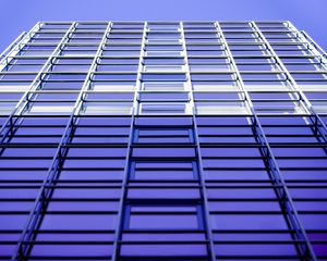 Preview wallpaper building, facade, bottom view, architecture, blue