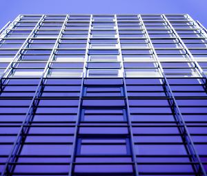 Preview wallpaper building, facade, bottom view, architecture, blue