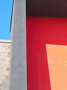 Preview wallpaper building, facade, bricks, colorful, minimalism