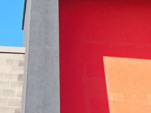 Preview wallpaper building, facade, bricks, colorful, minimalism