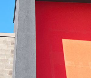 Preview wallpaper building, facade, bricks, colorful, minimalism