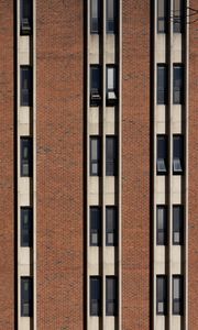 Preview wallpaper building, facade, bricks, windows, stripes