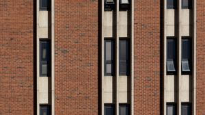 Preview wallpaper building, facade, bricks, windows, stripes