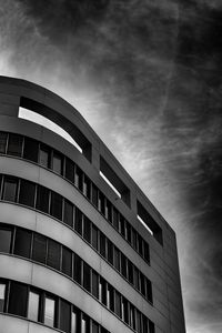 Preview wallpaper building, facade, bw, sky, windows