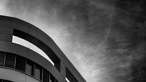 Preview wallpaper building, facade, bw, sky, windows