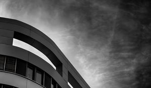 Preview wallpaper building, facade, bw, sky, windows