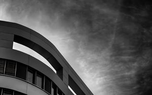 Preview wallpaper building, facade, bw, sky, windows