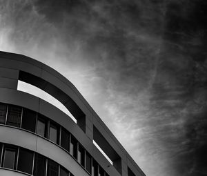 Preview wallpaper building, facade, bw, sky, windows