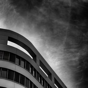 Preview wallpaper building, facade, bw, sky, windows