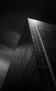 Preview wallpaper building, facade, bw, architecture, corner, glass, modern