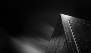 Preview wallpaper building, facade, bw, architecture, corner, glass, modern