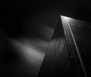 Preview wallpaper building, facade, bw, architecture, corner, glass, modern