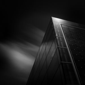 Preview wallpaper building, facade, bw, architecture, corner, glass, modern