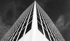 Preview wallpaper building, facade, bw, architecture, corner, symmetry