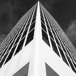 Preview wallpaper building, facade, bw, architecture, corner, symmetry