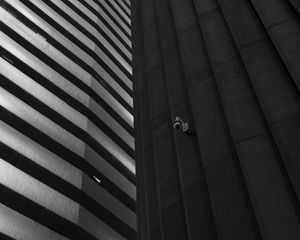 Preview wallpaper building, facade, bw, strip, camera