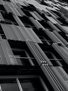 Preview wallpaper building, facade, bw, windows