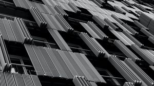 Preview wallpaper building, facade, bw, windows