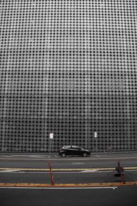 Preview wallpaper building, facade, car, road, architecture, gray