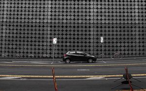 Preview wallpaper building, facade, car, road, architecture, gray