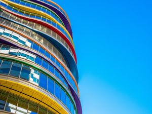 Preview wallpaper building, facade, colorful, architecture, modern