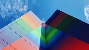 Preview wallpaper building, facade, colorful, bottom view