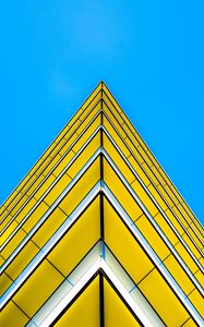 Preview wallpaper building, facade, corner, sharp, yellow, architecture