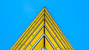 Preview wallpaper building, facade, corner, sharp, yellow, architecture