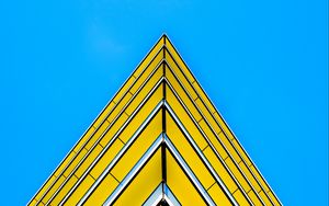 Preview wallpaper building, facade, corner, sharp, yellow, architecture