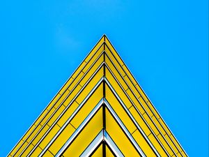 Preview wallpaper building, facade, corner, sharp, yellow, architecture