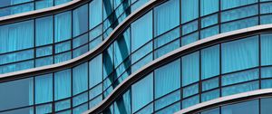 Preview wallpaper building, facade, curve, glass, blue