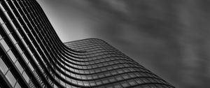 Preview wallpaper building, facade, curve, black and white, architecture