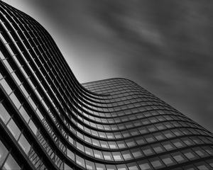 Preview wallpaper building, facade, curve, black and white, architecture