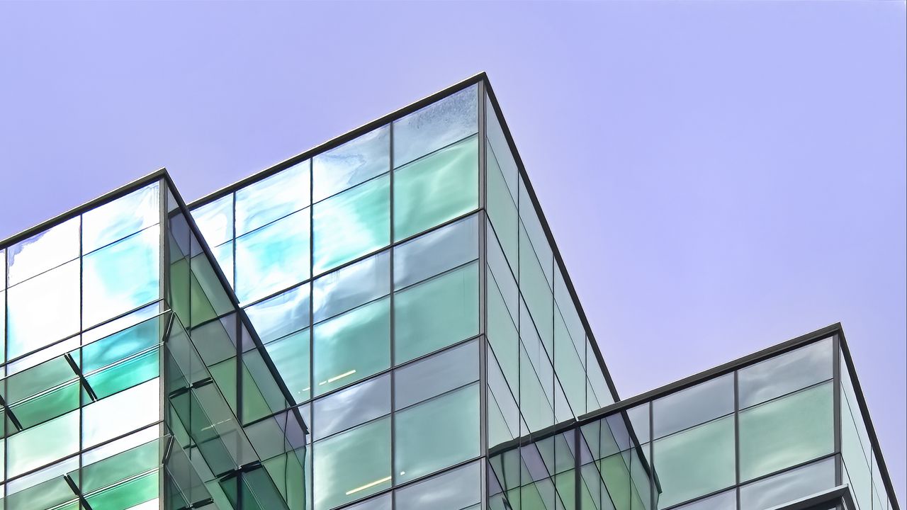 Wallpaper building, facade, edges, glass, transparent