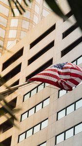 Preview wallpaper building, facade, flag, usa