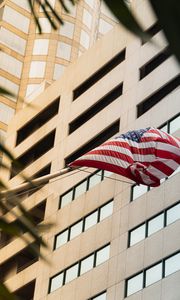 Preview wallpaper building, facade, flag, usa