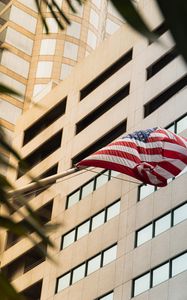 Preview wallpaper building, facade, flag, usa